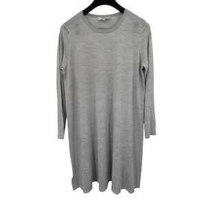 Loft Gray Long Sleeve Wool Blend Crew Neck Knee Length Sweater Dress XL